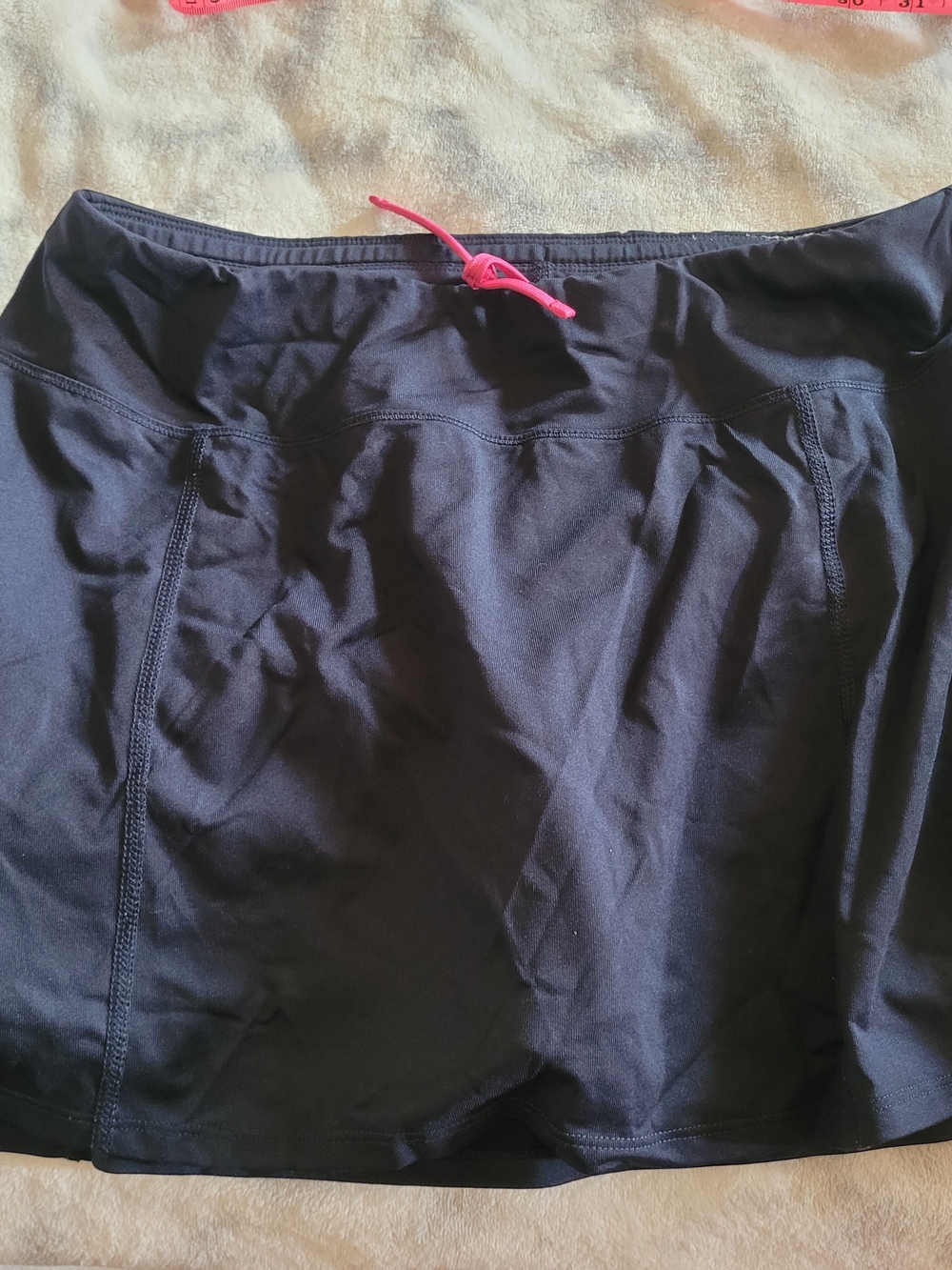 Lucy Black Athletic Skort with Pink Drawstring